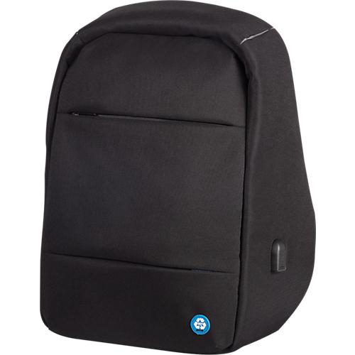 Laptop Rucksack LIGHTPAK®, für 1 Notebook bis 15,6' & 1 Tablet, Hauptfach & Reißverschlussfach, USB-Ladeport, Sicherheitsfach, Recycling-PET, schwarz