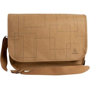 Laptoptasche Exacompta Eterneco V1, Lederoptik, für Laptops bis 15′, Dokumente bis DIN A4, B 390 x T 130 x H 270 mm, Papier, braun