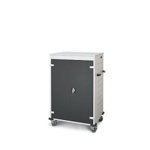 Laptopwagen mit Ladefunktion, 2-Punkt-Verriegelung, Feststellbremse, 20 Fächer, B 920 x T 500 x H 1250, anthrazit Laptopwagen mit Ladefunktion, 2-Punkt-Verriegelung, Feststellbremse, 20 Fächer, B 920 x T 500 x H 1250, anthrazit