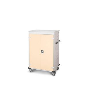 Laptopwagen mit Ladefunktion, 2-Punkt-Verriegelung, Feststellbremse, 20 Fächer, B 920 x T 500 x H 1250, hellelfenbein Laptopwagen mit Ladefunktion, 2-Punkt-Verriegelung, Feststellbremse, 20 Fächer, B 920 x T 500 x H 1250, hellelfenbein