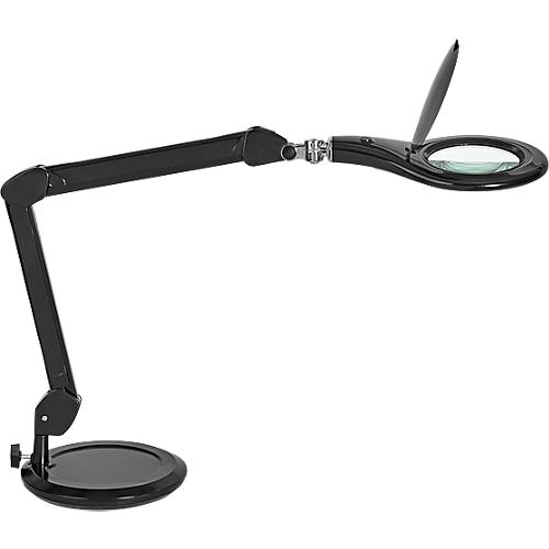 LED Lupenleuchte MAULmakro, 3-Dioptrien-Linse, 8 W, 580 lm, 6500 K, Arm um 360° dreh-& neigbar, höhenverstellbar, Standfuß, schwarz