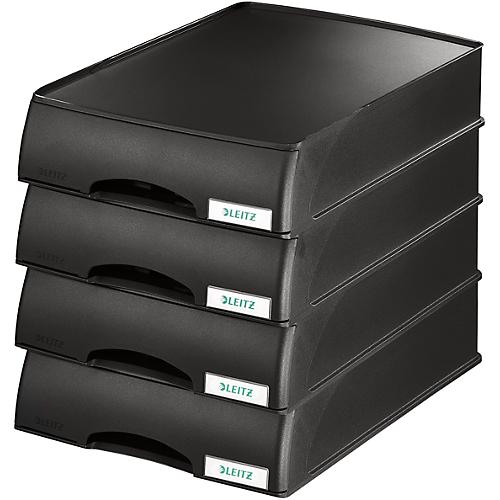 LEITZ® Ablagekorb Plus, DIN A4, Kunststoff, 4 Stück, schwarz