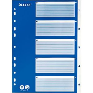LEITZ® PP-Register mit blauem Deckblatt, Zahlen 1-5 LEITZ® PP-Register mit blauem Deckblatt, Zahlen 1-5