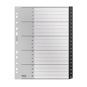 Leitz® Registermappe Recycle, A4, beschreibbar, Universalllochung, zu 100 % recycelbar, Kunststoff, schwarz, Taben 1-20 Leitz® Registermappe Recycle, A4, beschreibbar, Universalllochung, zu 100 % recycelbar, Kunststoff, schwarz, Taben 1-20