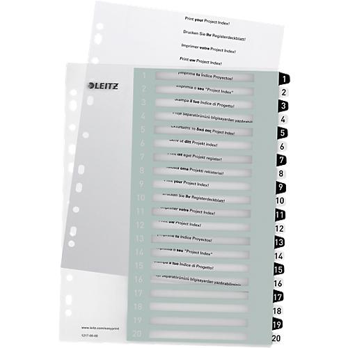 Leitz WOW Register, Kunststoff, schwarz-weiß, DIN A4, Überbreite, 1-20, 20 Taben, transparent