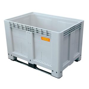 Logistikbox Cemo, Hart-Polyethylen (HDPE), grau, lebensmittelecht, B 1200 x T 800 x H 800 mm, 200 l hoch, mit Kufen Logistikbox Cemo, Hart-Polyethylen (HDPE), grau, lebensmittelecht, B 1200 x T 800 x H 800 mm, 200 l hoch, mit Kufen