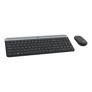 Logitech Slim Wireless Combo MK470 – Tastatur-und-Maus-Set – kabellos – 2.4 GHz – Französisch – Graphite