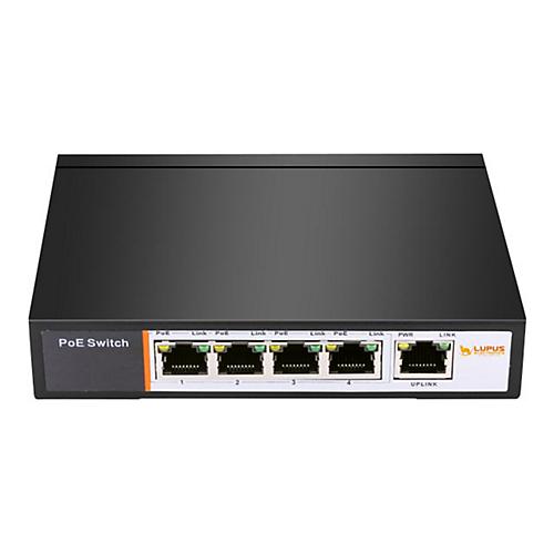 LUPUSNET - Switch - unmanaged - 4 x 10/100 (PoE) - Desktop - PoE (60 W)