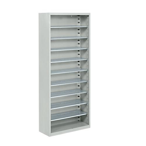Magazinregal, 1690 mm hoch, 9 Böden, ohne Kästen, lichtgrau