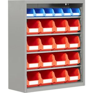 Magazinregal, 830 mm hoch, 6 Böden, 22 Kästen, weißalu Magazinregal, 830 mm hoch, 6 Böden, 22 Kästen, weißalu