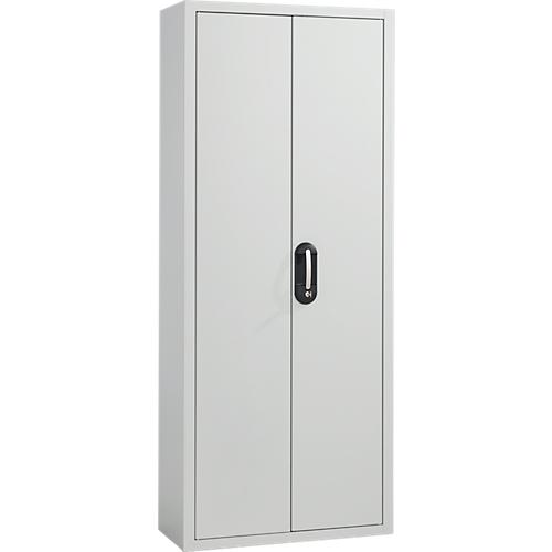 Magazinschrank, 1980 mm hoch, 12 Böden, ohne Kästen, mit Türen, lichtgrau