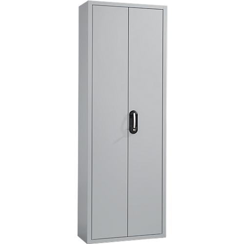 Magazinschrank, 1980 mm hoch, 18 Böden, 114 Kästen, mit Türen, hellsilber