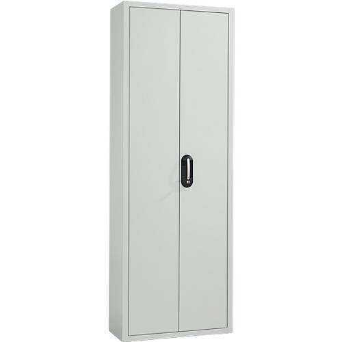 Magazinschrank, 1980 mm hoch, 18 Böden, ohne Kästen, mit Türen, lichtgrau