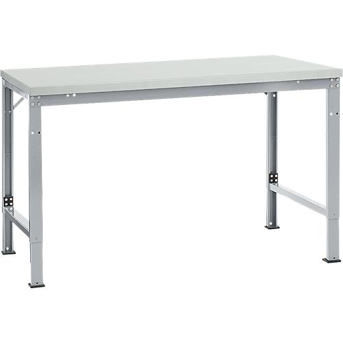 Manuflex Grundtisch UNIVERSAL Spezial, 1500 x 1000 mm, Melamin lichtgrau, alusilber