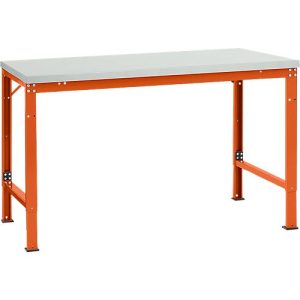 Manuflex Grundtisch UNIVERSAL Spezial, 1500 x 1000 mm, Melamin lichtgrau, rotorange Manuflex Grundtisch UNIVERSAL Spezial, 1500 x 1000 mm, Melamin lichtgrau, rotorange