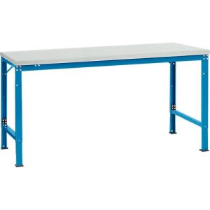 Manuflex Grundtisch UNIVERSAL Spezial, 1750 x 1000 mm, Melamin lichtgrau, lichtblau Manuflex Grundtisch UNIVERSAL Spezial, 1750 x 1000 mm, Melamin lichtgrau, lichtblau