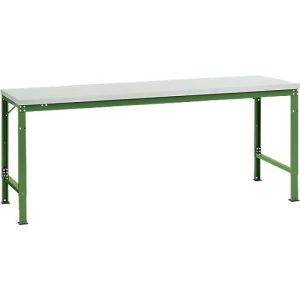 Manuflex Grundtisch UNIVERSAL Spezial, 2000 x 1000 mm, Melamin lichtgrau, resedagrün Manuflex Grundtisch UNIVERSAL Spezial, 2000 x 1000 mm, Melamin lichtgrau, resedagrün