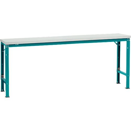 Manuflex Grundtisch UNIVERSAL Spezial, 2000 x 800 mm, Kunststoff lichtgrau, wasserblau
