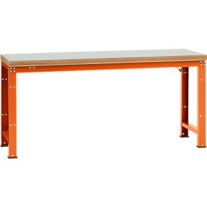 Manuflex Werkbank Profi Standard, Tischplatte Kunststoff B 2000 x T 700, rotorange Manuflex Werkbank Profi Standard, Tischplatte Kunststoff B 2000 x T 700, rotorange