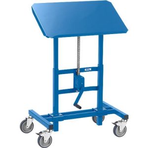Materialständer, fahrbar, höhenverstellbar per Handkurbel, Plattform neigbar Materialständer, fahrbar, höhenverstellbar per Handkurbel, Plattform neigbar