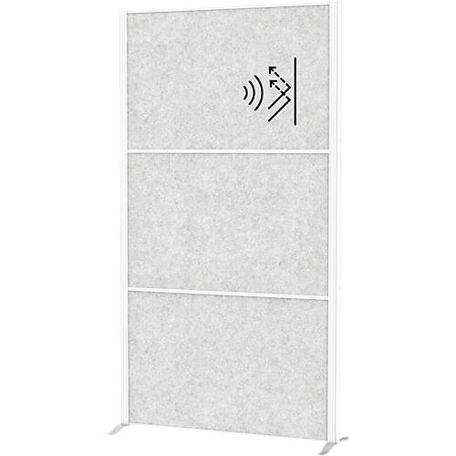 MAUL Stellwandsystem MAULconnecto Uplight, 3 x Akustikvlies hell, LED-Leuchte mit 2500 lm & 4000 K, Klettverbindung, Standfuß, H 1800 x B 1000 mm, weiß
