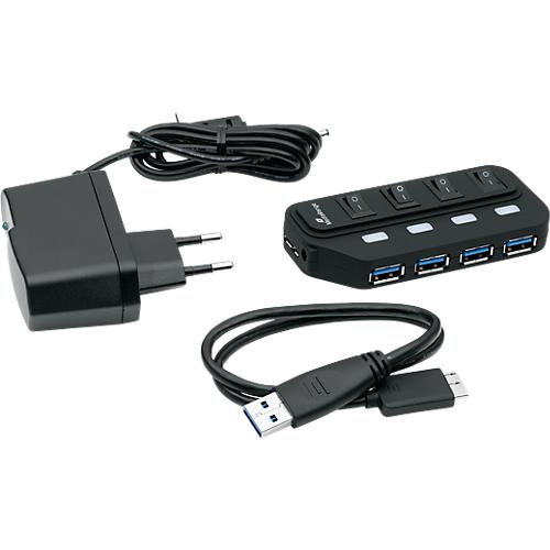 MediaRange USB 3.0-Hub, 4-fach, schaltbar