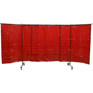 Mobile Schweißerschutzwand, 3-teilig, 0,4 mm starke Folie, EN ISO 25980, B 3800 x H 1920 mm, blau/rot Mobile Schweißerschutzwand, 3-teilig, 0,4 mm starke Folie, EN ISO 25980, B 3800 x H 1920 mm, blau/rot