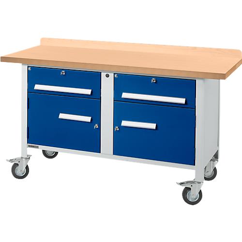 Mobile Werkbank Schäfer Shop Select PWi 150-0, mitteldichte Faserplatte (MDF), bis 400 kg, B 1500 x T 680 x H 838 mm