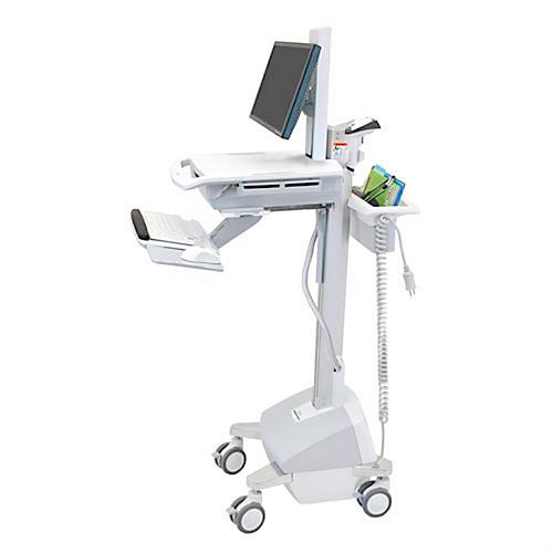 Mobiler Visitenwagen ergotron® StyleView SV42, bis 14,1 kg, für Bildschirme bis 24″, Arbeitsfläche B 568 x T 502 mm, feststellbare Rollen, höhenverstellbar