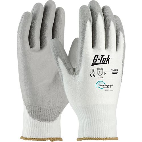 Montagehandschuh G-Tek® 3RX 31-330R, EN 388: 4 1 2 1 X, Nitrilschaum, 90 % Recycling-Kunststoff & 10 % Elastan, weiß-grau, Größe 11, 1 Paar