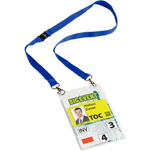 Namensschilder A6 mit Textilband duo, 10 Stück, dunkelblau Namensschilder A6 mit Textilband duo, 10 Stück, dunkelblau