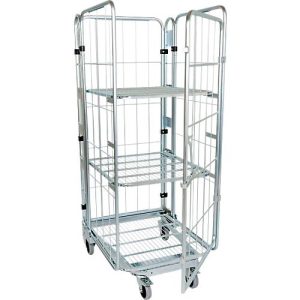 Nestbarer Rollbehälter, 4-seitig, verzinkt, Traglast 500 kg, m.2 ZB