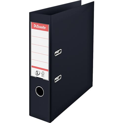 Ordner Esselte® No. 1, A4, Rückenbreite 75 mm, für ca. 500 Blatt, Hebelmechanik, Rückenschild, Griffloch & Raumsparschlitze, FSC®-Karton, schwarz