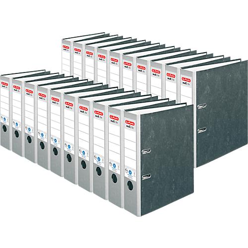 Ordner herlitz maX.file nature, DIN A4, Rückenschild geklebt, Hartpappe, Rückenbreite 80 mm, grau, 20 Stück