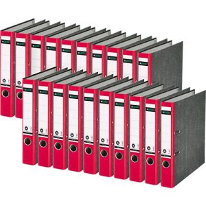 Ordner LEITZ®1050, DIN A4, Rückenbreite 52 mm, Griffloch, geklebtes Rückenschild, Hartpappe, 20 Stück, rot Ordner LEITZ®1050, DIN A4, Rückenbreite 52 mm, Griffloch, geklebtes Rückenschild, Hartpappe, 20 Stück, rot