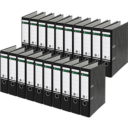 Ordner LEITZ®1080, DIN A4, Rückenbreite 80 mm, Griffloch, geklebtes Rückenschild, Hartpappe, 20 Stück, schwarz