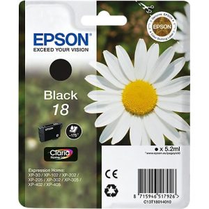 Original Epson Tintenpatrone 18, Einzelpack, schwarz Original Epson Tintenpatrone 18, Einzelpack, schwarz