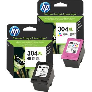 Original HP Tintenpatronen 304XL CMYK, Mixpack, schwarz, Tri-Colour