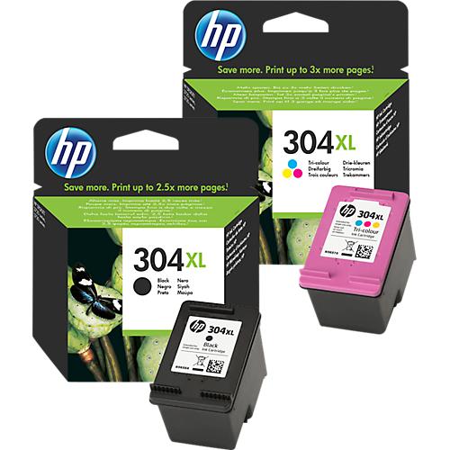 Original HP Tintenpatronen 304XL CMYK, Mixpack, schwarz, Tri-Colour