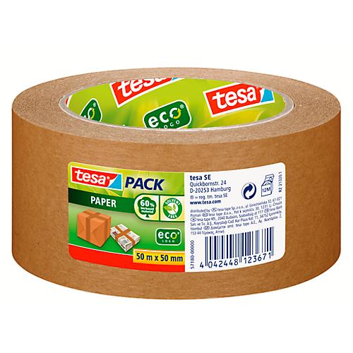 Packband tesapack® Paper ecoLogo®, aus Papier, 50 m x 50 mm, Stärke 107 µ, 6 Rollen