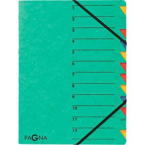 PAGNA Dokumentenmappe Easy, DIN A4, Gummizugverschluss, 12-teilig, grün PAGNA Dokumentenmappe Easy, DIN A4, Gummizugverschluss, 12-teilig, grün