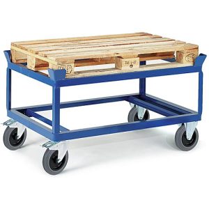 Paletten-Fahrgestell, Ladefläche L 830 x B 1230 x H 650 mm, für bis zu 750 kg, Lenk- & Bockrollen, TPE-Bereifung, Stahl Paletten-Fahrgestell, Ladefläche L 830 x B 1230 x H 650 mm, für bis zu 750 kg, Lenk- & Bockrollen, TPE-Bereifung, Stahl