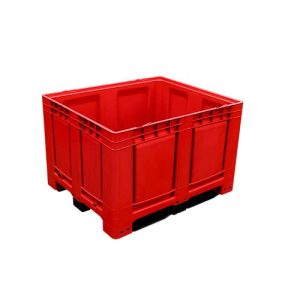 Palettenbox Big Box 680 l, B 1200 x T 1000 x H 790 mm, geschlossen, rot, 3 Kufen Palettenbox Big Box 680 l, B 1200 x T 1000 x H 790 mm, geschlossen, rot, 3 Kufen