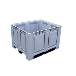 Palettenbox Big Box 680 l, B 1200 x T 1000 x H 790 mm, geschlossen, silbergrau, 3 Kufen Palettenbox Big Box 680 l, B 1200 x T 1000 x H 790 mm, geschlossen, silbergrau, 3 Kufen