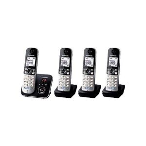 Panasonic KX-TG6824 – Schnurlostelefon – Anrufbeantworter mit Rufnummernanzeige – DECT – Schwarz + 3 zusätzliche Handsets Panasonic KX-TG6824 – Schnurlostelefon – Anrufbeantworter mit Rufnummernanzeige – DECT – Schwarz + 3 zusätzliche Handsets