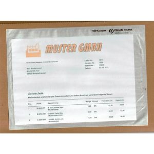 Papier-Dokumententasche/Lieferscheintasche SecurePack, C5, Fenster links, ohne Aufdruck, Öffnung oben, selbstklebend, 100 % recycelbares Pergaminpapier, transparent, 250 Stück Papier-Dokumententasche/Lieferscheintasche SecurePack, C5, Fenster links, ohne Aufdruck, Öffnung oben, selbstklebend, 100 % recycelbares Pergaminpapier, transparent, 250 Stück