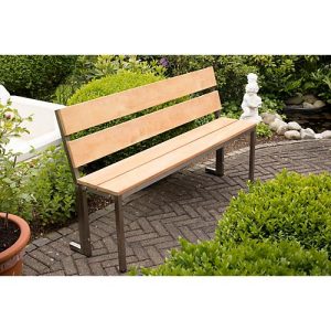 Parkbank, Edelstahl/Garapaholz, mit Rückenlehne, B 2000 x T 300 x H 830 mm Parkbank, Edelstahl/Garapaholz, mit Rückenlehne, B 2000 x T 300 x H 830 mm