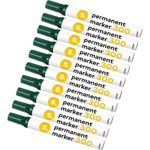 Permanentmarker S. 300, Rundspitze, Strichbreite 1,5-3 mm, wasserfest, offen lagerfähig, Aluminium & Kunststoff, grün, 10 Stück Permanentmarker S. 300, Rundspitze, Strichbreite 1,5-3 mm, wasserfest, offen lagerfähig, Aluminium & Kunststoff, grün, 10 Stück