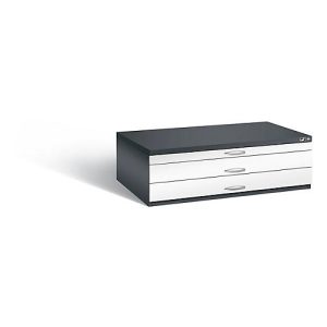 Planschrank aus Stahl, für Formate bis DIN A0, 3 Schubladen Planschrank aus Stahl, für Formate bis DIN A0, 3 Schubladen