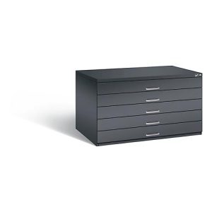 Planschrank aus Stahl, für Formate bis DIN A0, 5 Schubladen Planschrank aus Stahl, für Formate bis DIN A0, 5 Schubladen